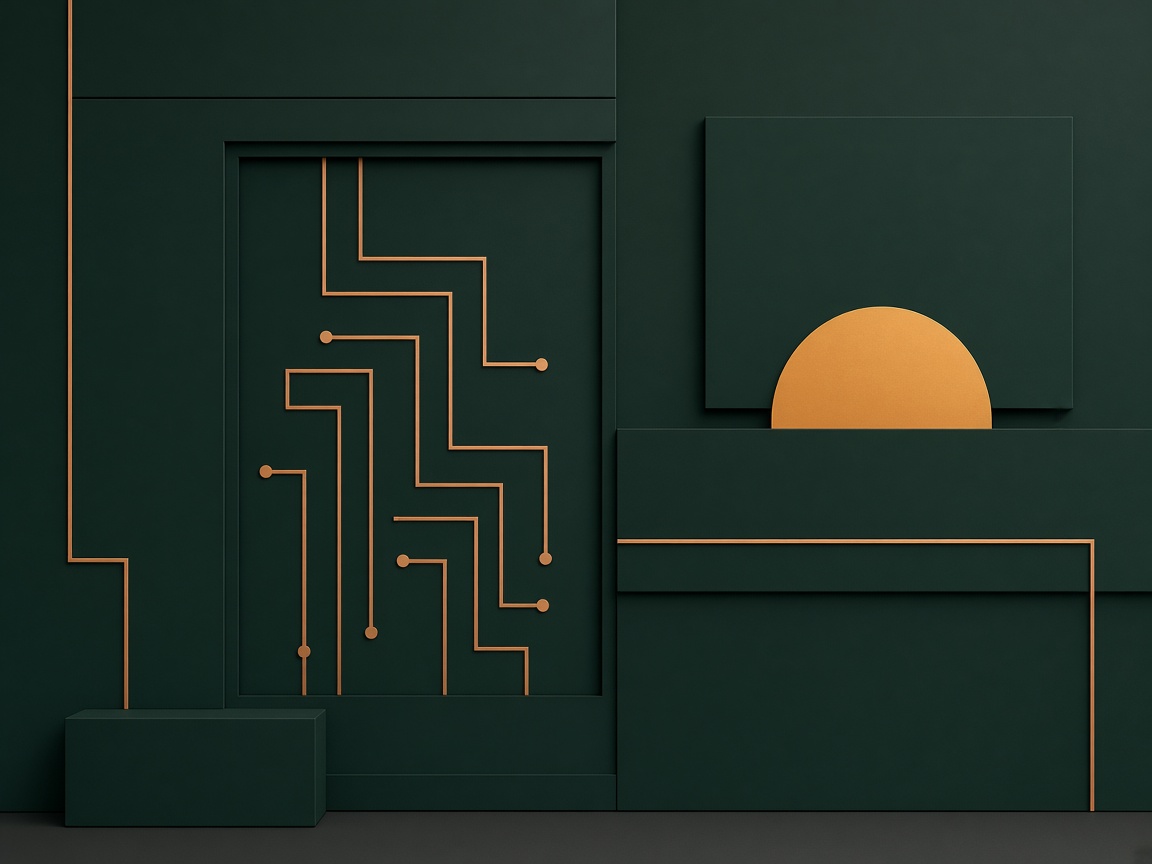 Geometric shop wall of panel planes and copper traces